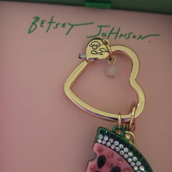 Betsey Johnson Watermelon Keychain/Bag Charm with Heart Clasp - Picture 3 of 4